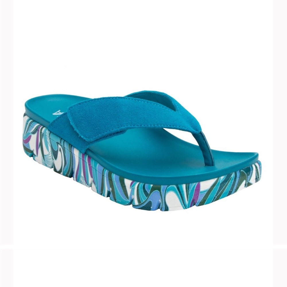 Alegria By PG Lit Teal Platform Flip Flop Sandals- 39 /9
